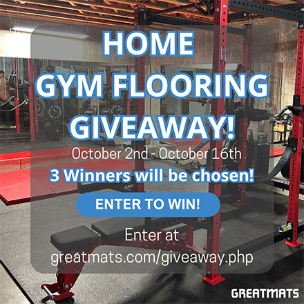 Sign up to win! Home gym rubber flooring giveaway! October 2th - October 16th - Register Today!