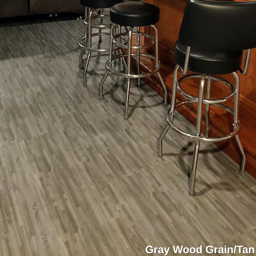 Gray Color Wood Grain Reversible Foam Floor for comfortable home bar