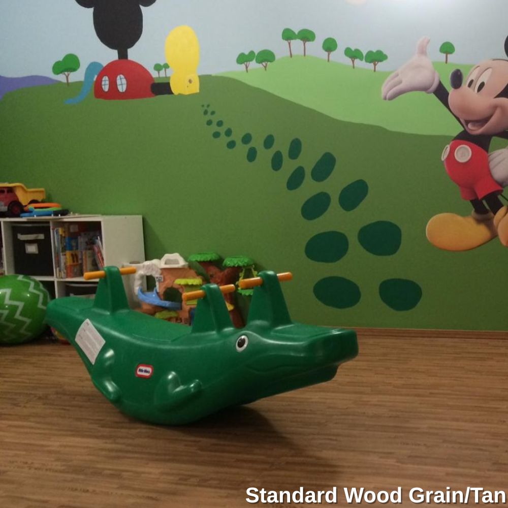 Standard Color Wood Grain Reversible Foam Floor kids room.