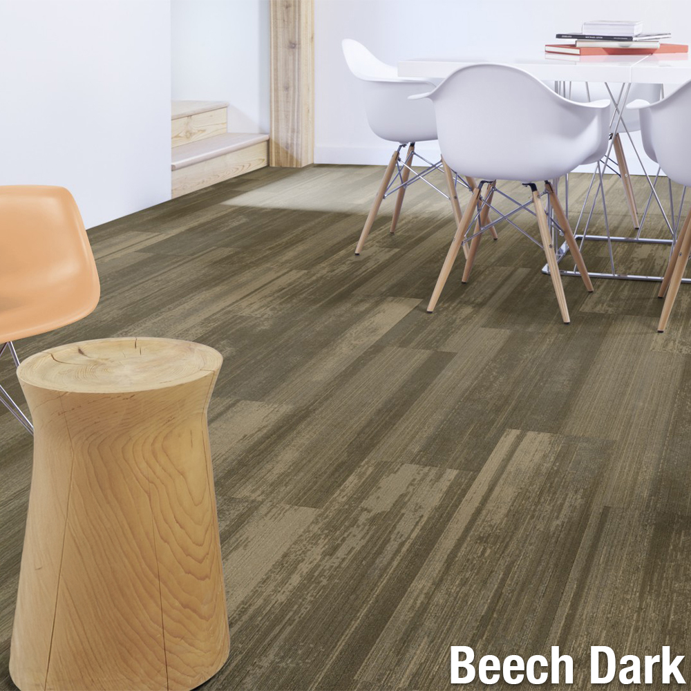 Dark Beech Ingrained Commercial Carpet Plank Colors .28 Inch x 25 cm x 1 Meter Per Plank