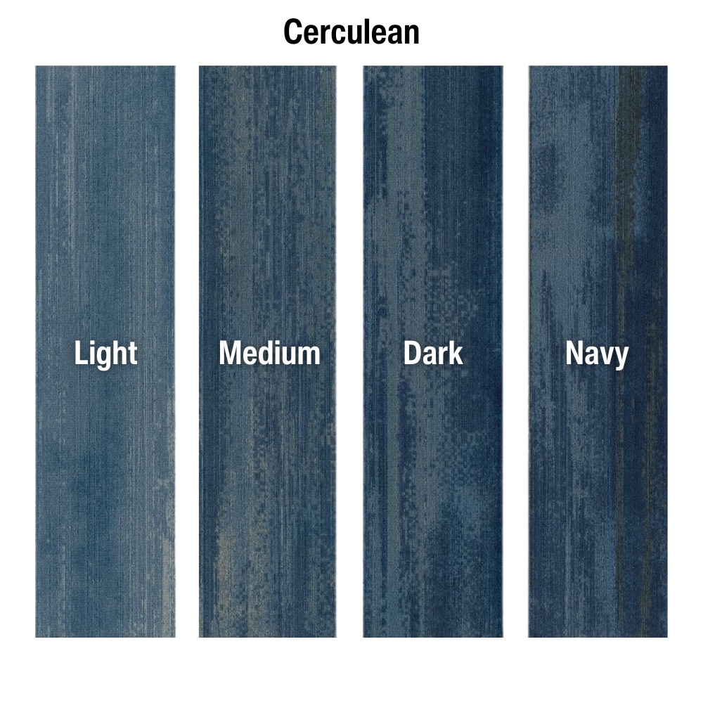 Ingrained Commercial Carpet Plank Colors .28 Inch x 25 cm x 1 Meter Per Plank  Cerculean Colors