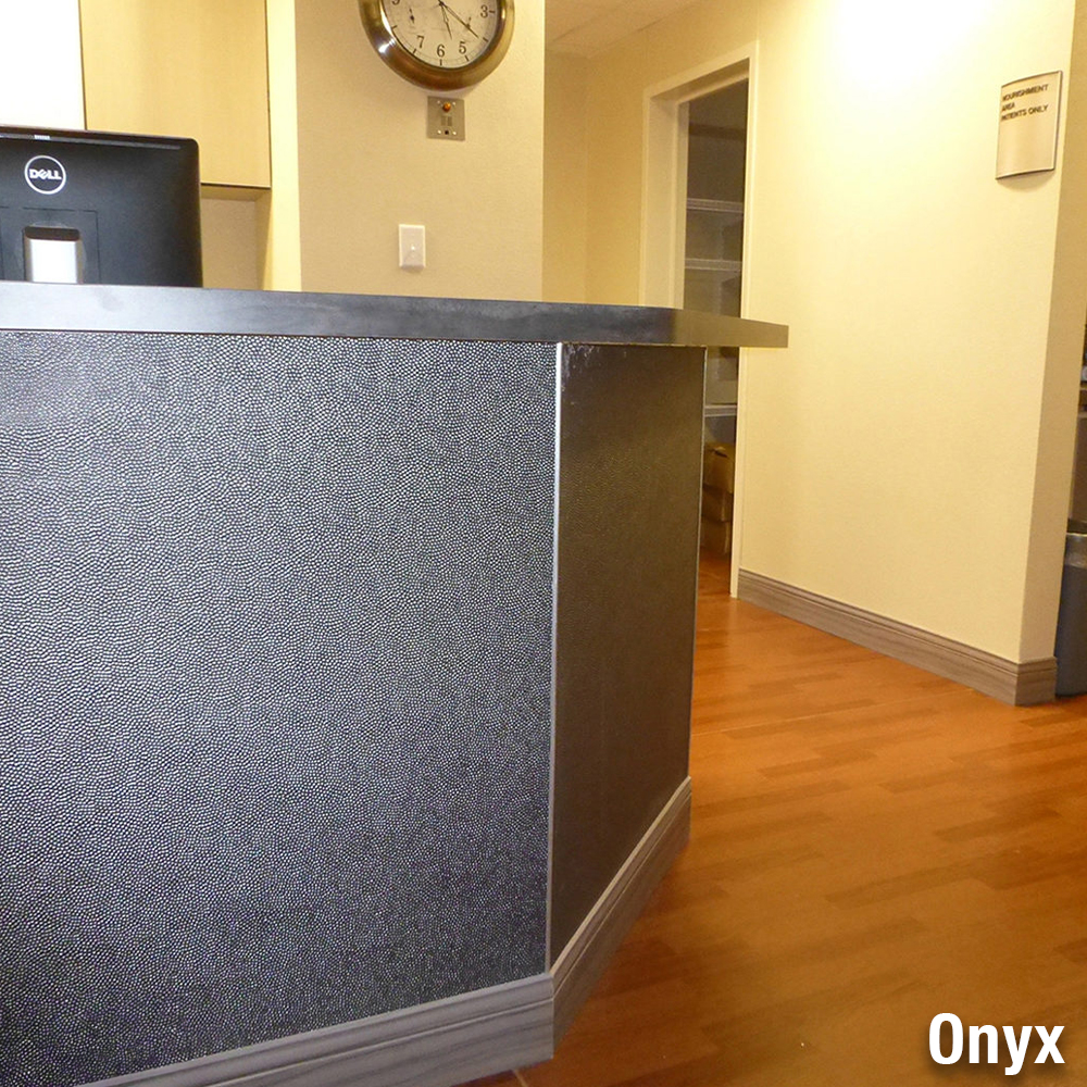 LonBead Vinyl onyx front desk install