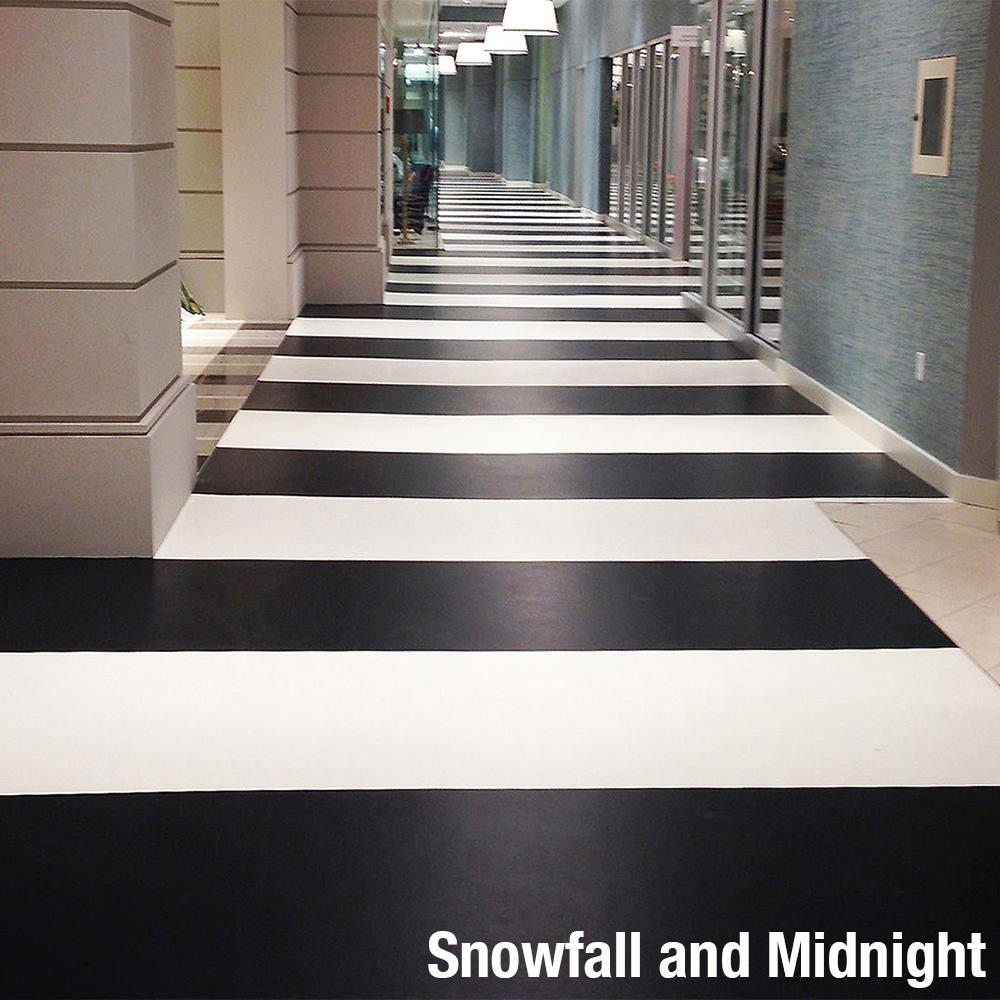 LonFloor Vista Commercial Vinyl Rolls hallway snowfall midnight install