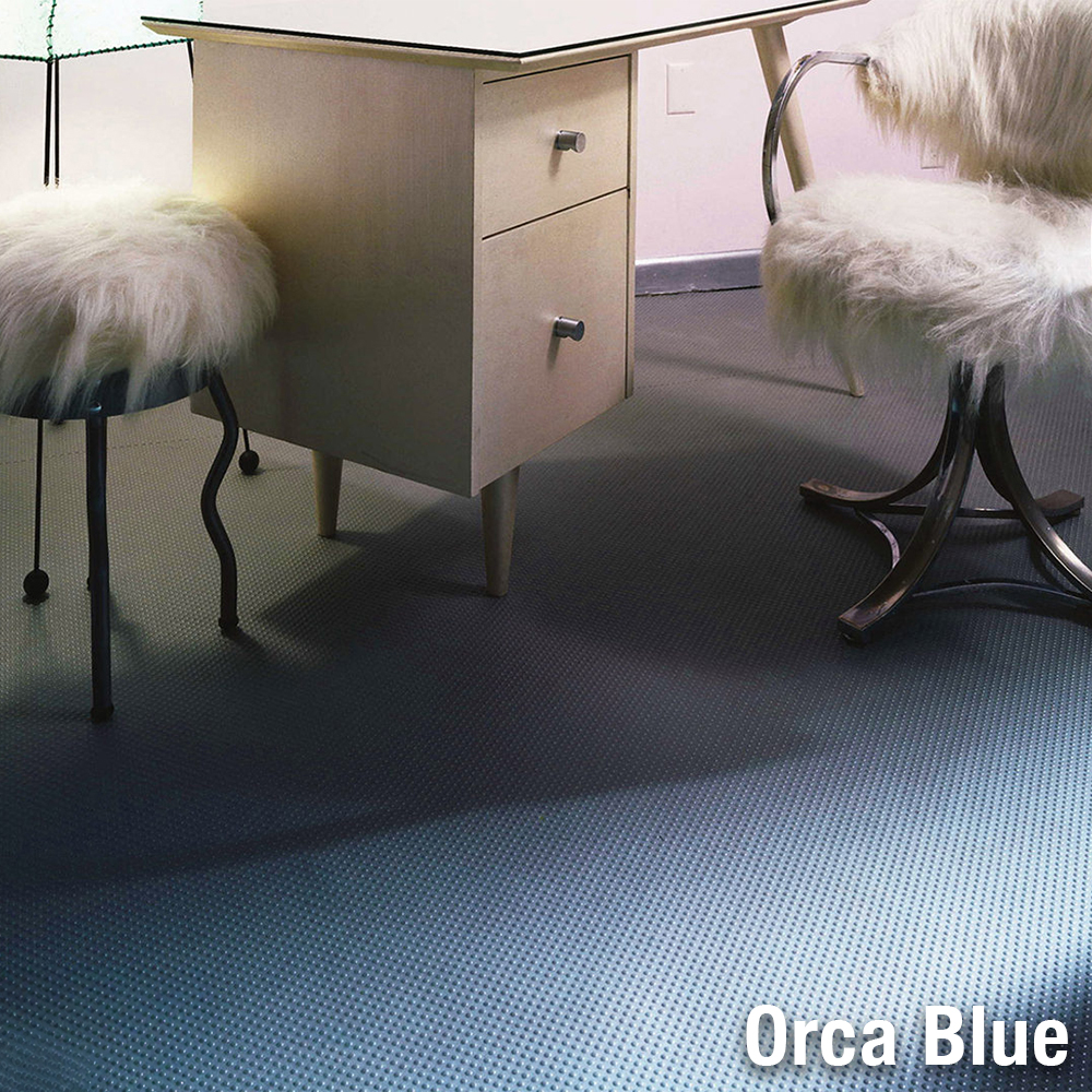 LonPearl Vinyl Install desk orca blue