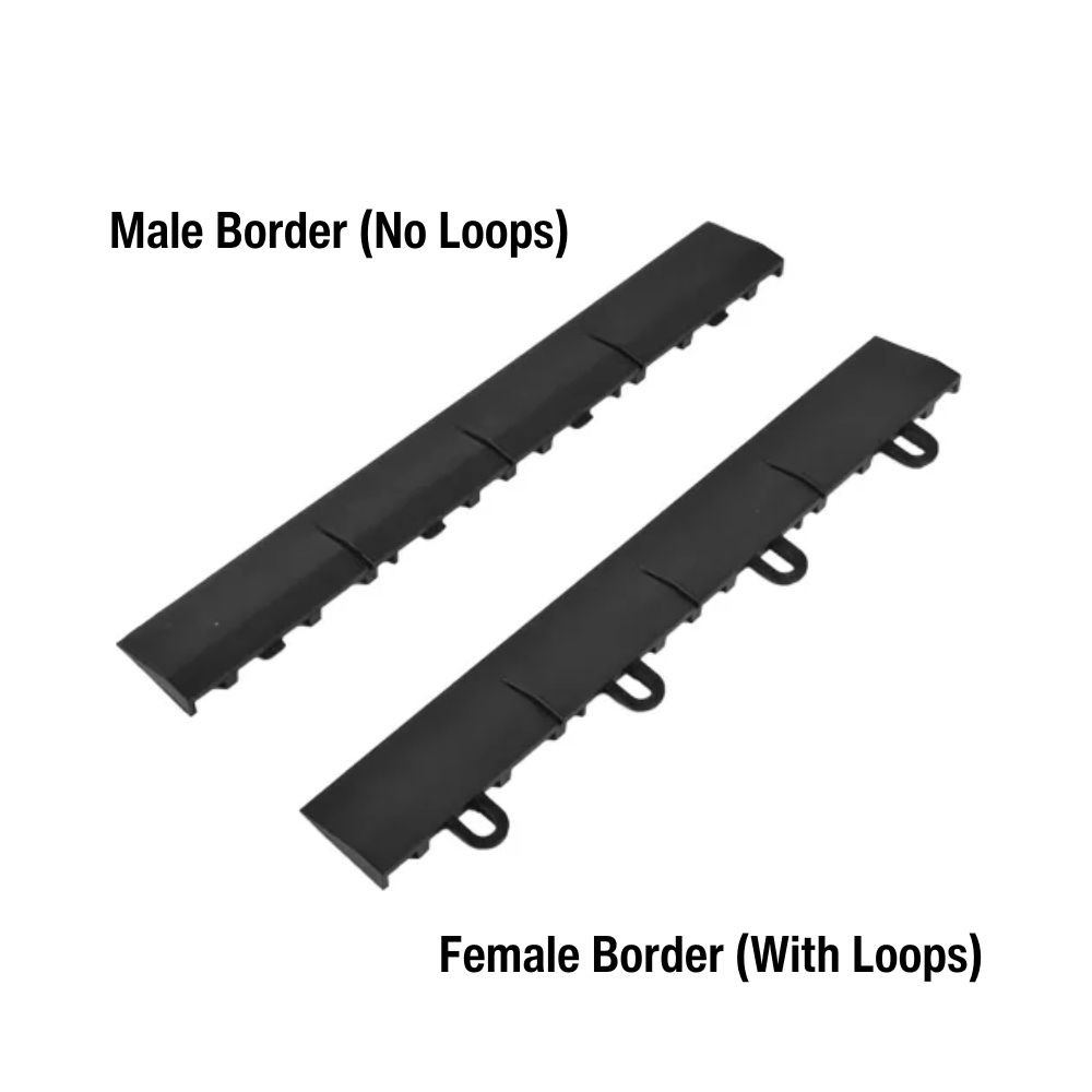 Borders labeled for TileFlex Floor Tiles male and female.