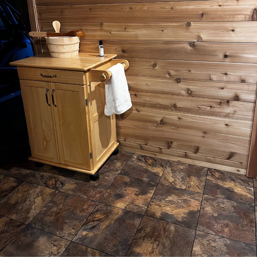 Max Tile Raised Modular Flooring Tiles in basement sauna