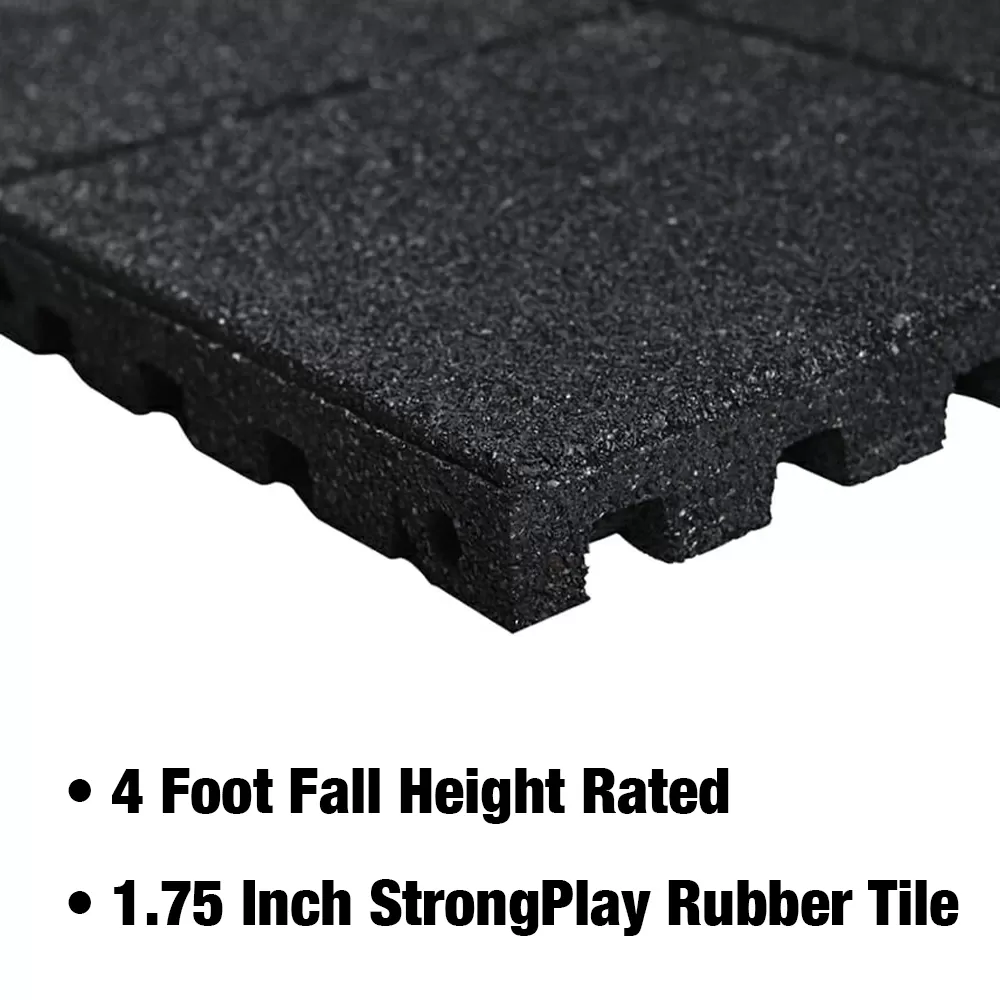 1.75 inch black rubber playground tile