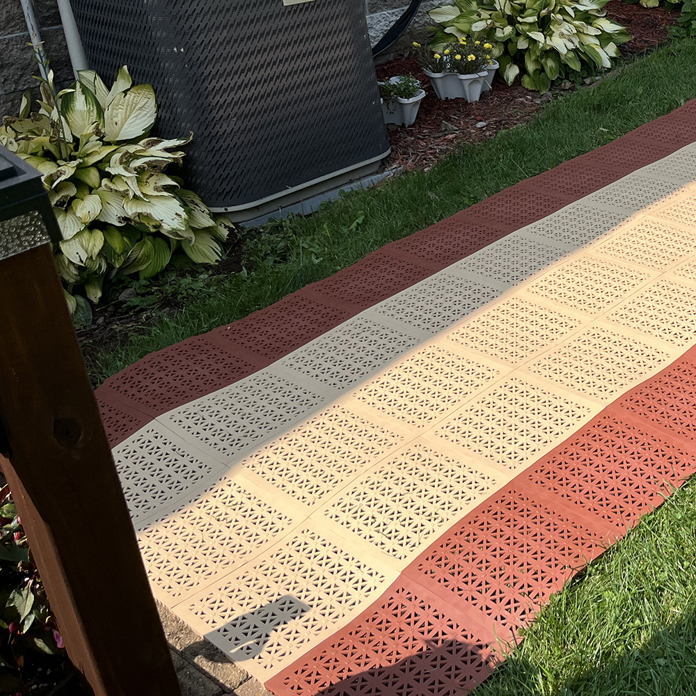 portable outdoor flooring staylock tiles sidewalk over grass