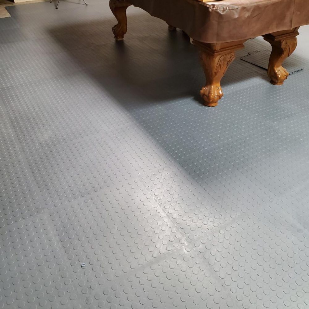 light gray Coin Top Floor Tile in basement