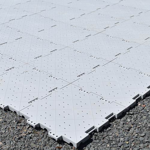 Portable Outdoor Floor Tile Gray installed over gravel