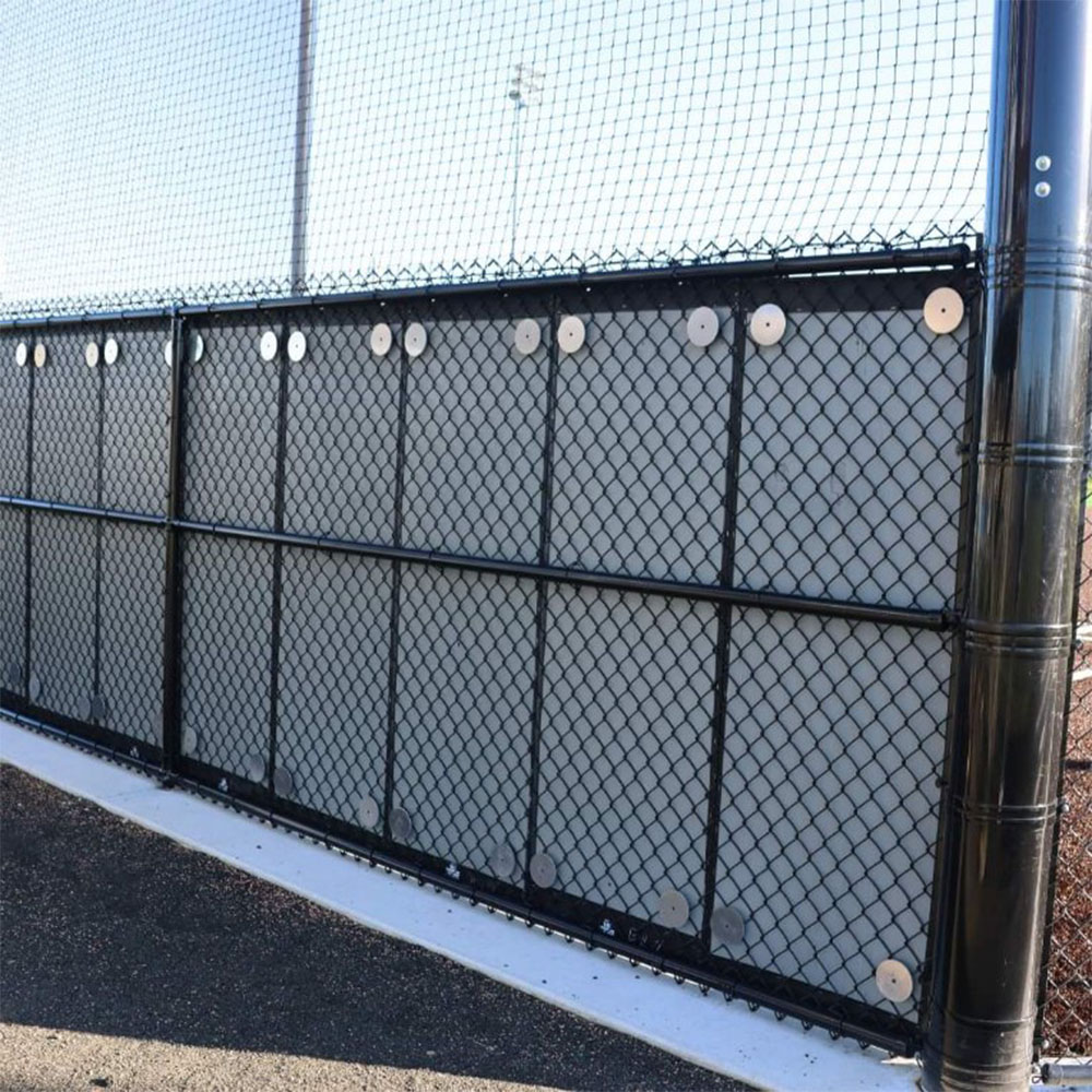 Back of Safety Outdoor Stadium Chain Link Fence Pad 2 Inch x 4x8 Ft. with fender washer and bolt attachment
