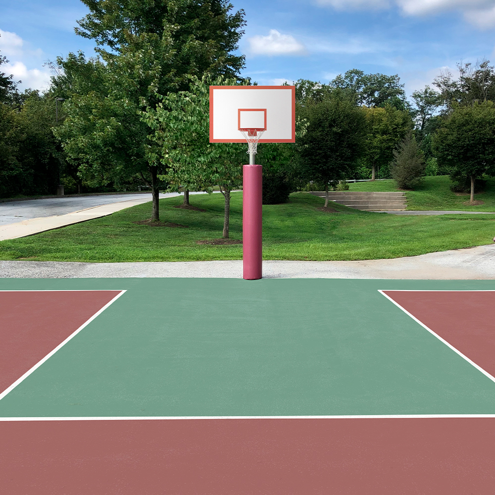 Safety Pole Pad 6 ft For 4 Inch Diameter Pole maroon on basketball hoop pole