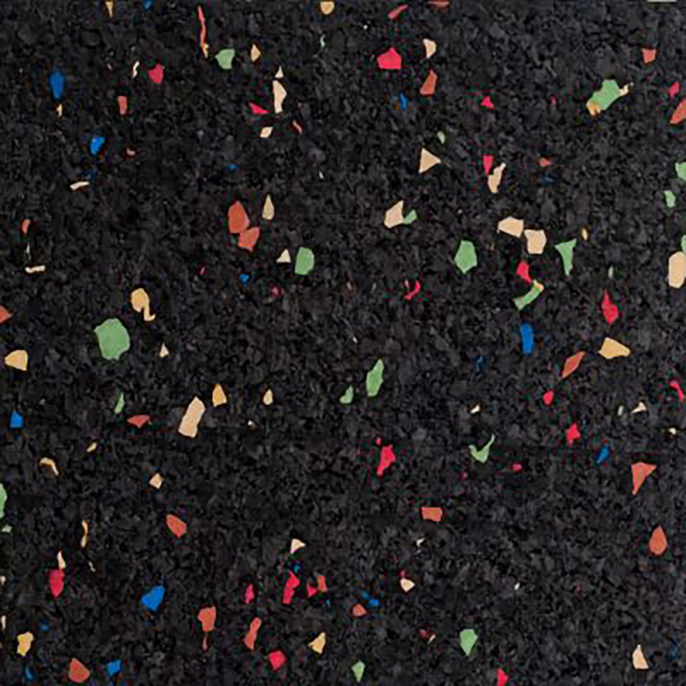 Carnival close-up 10% Color CrossTrain Rubber Tile Interlocks with Borders 