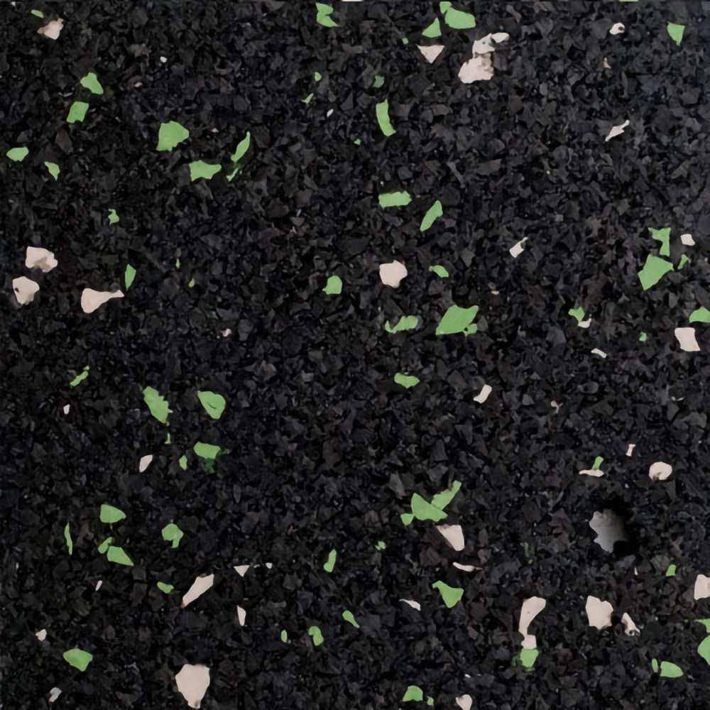 Green/White close-up 10% Color CrossTrain Rubber Tile Interlocks with Borders