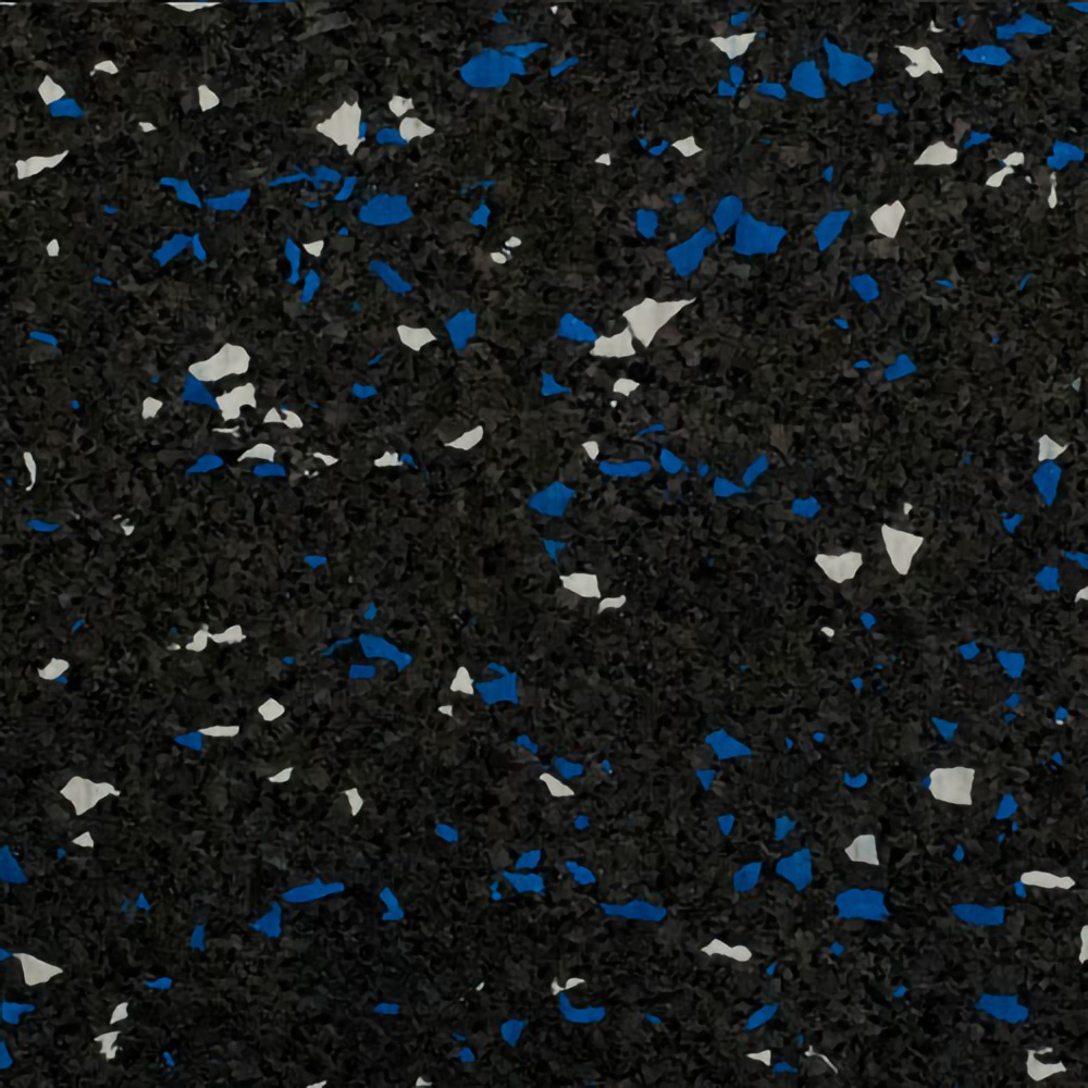 Blue/White close-up Rubber Tile Interlocks with Borders 10% Color CrossTrain 1/4 In 