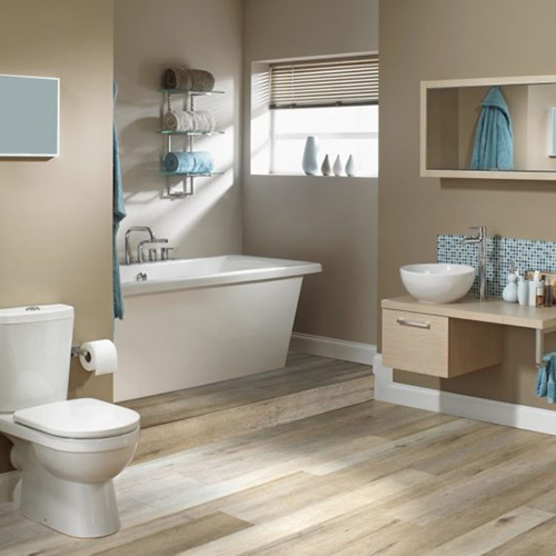 Mediterranean Scene Laminate SPC Flooring 36.02 Sq Ft per Carton Bathroom Sand