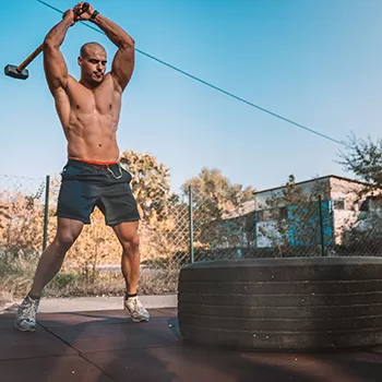 Sledgehammer on 2025 tire workout