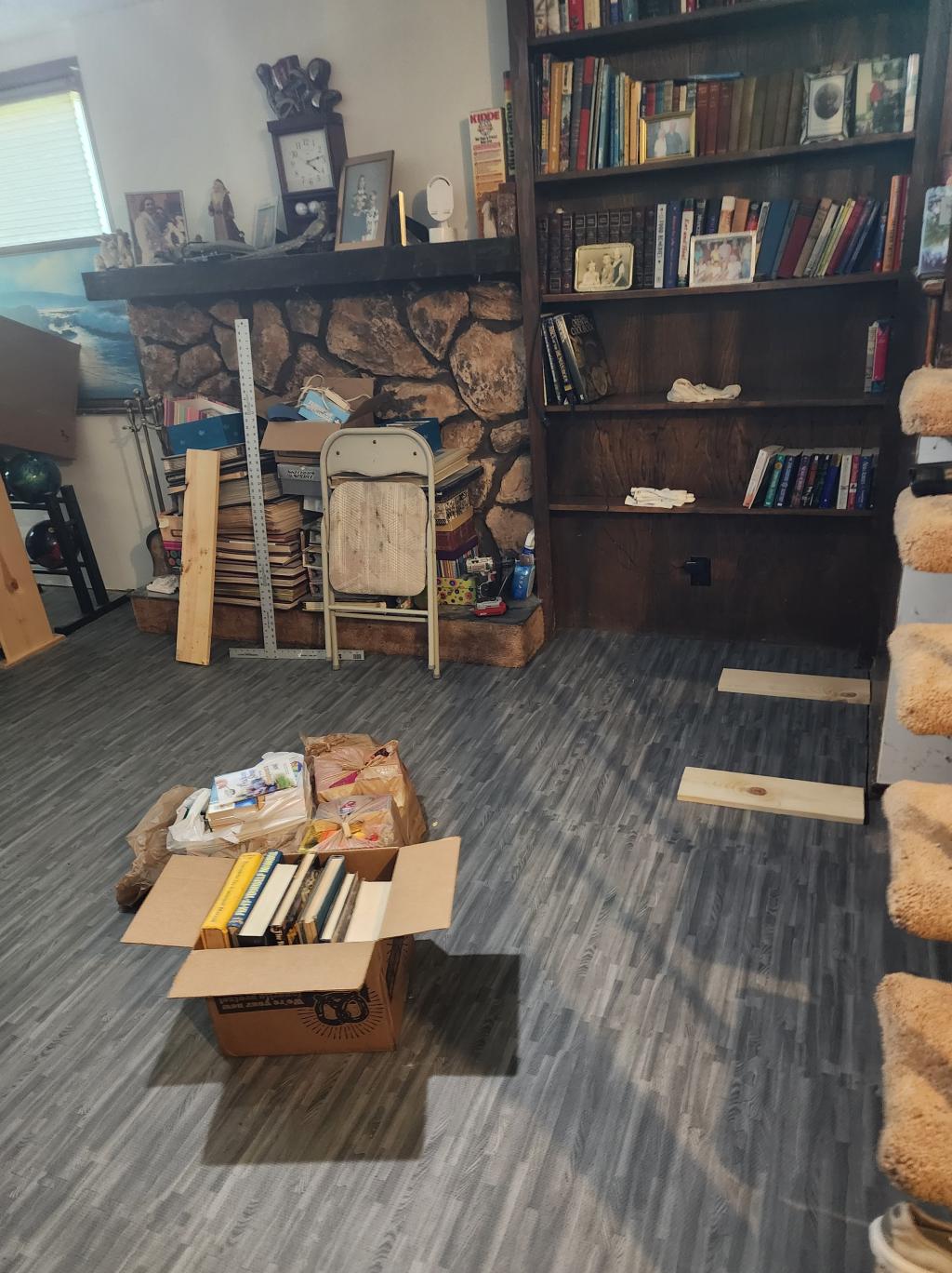 interlocking wood grain foam tiles in basement