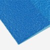 Close up of AquaTile Aquatic Flooring Transition Strip 3x24 Inch and tile