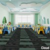 Colorburst Commercial Carpet Tiles and magnify carpet tiles in cloud color in classroom