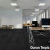 Reverb Commercial Carpet Planks in ocean tropic color in brick pattern in office