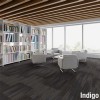 Reverb Commercial Carpet Tiles in indigo color in library