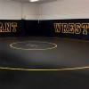 Home Wrestling Flexi-Connect Mat with Circle and Marks 1-1/4 Inch x 10x10 Ft. gym install in black