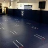 Home Wrestling Flexi-Connect Mat with Circle and Marks 1-1/4 Inch x 10x10 Ft. gym install in Navy Blue
