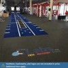 blue gym turf with hashmarks ladders agility dots in gym with rubber flooring