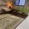 trade show booth with dark wood grain foam flooring tiles