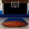 Royal Blue Safety Stage Pads - Hook and Loop Top Return 24-36 in. W x 48 in. ID under basketball hoop