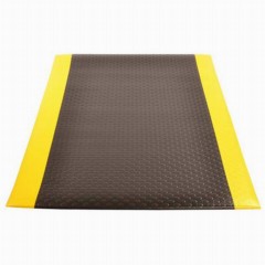 Bubble Sof-Tred with Dyna Shield Anti-Fatigue Mat 3x12 ft full tile black and yellow.