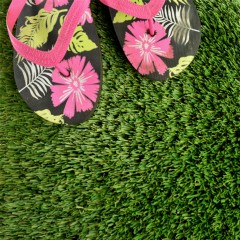 Flip flops on turf ZeroLawn Premium Artificial Grass Turf 1-1/2 Inch x 15 Ft. Wide per SF