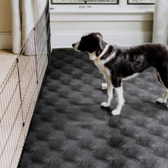 Dog on G-Floor Protective Kennel Floor Mat Levant Texture 55 mil x 5x10 Ft. in midnight black