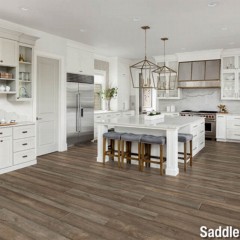 Stock House Laminate SPC Flooring 17.52 Sq Ft per Carton Saddle Kitchen