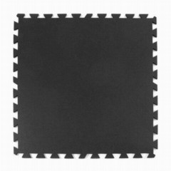 Interlocking Geneva Rubber Tile with Borders Black 3/8 Inch x 35x35 Inch