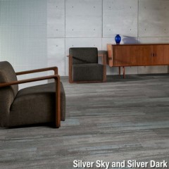 Ingrained Commercial Carpet Plank Neutral .28 Inch x 25 cm x 1 Meter Per Plank Reception Area Silver Sky and Silver Dark