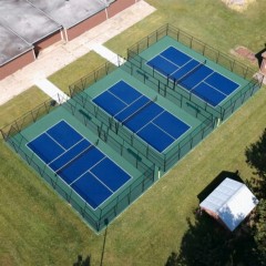 Sport Green and Navy Blue Pickleball Court Kit with Lines 30x60 Ft. Three Courts