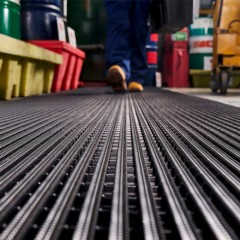 person walking on Flexigrid Industrial Matting 3 x 16.5 ft Roll 