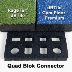 dBTile Gym Floor Tile Connecting to RageTurf dBTile with Quad Blok