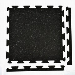 Rubber Tile Interlocks with Borders Regrind 8mm 25x25 Inches Pacific