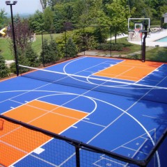 VersaCourt Boost Outdoor Court Tile 1/2 Inch x 1x1 Ft. royal blue and orange multi-sport court