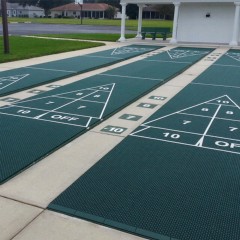 VersaCourt Outdoor Game Court Tile 3/4 Inch x 10x10 Inches three shuffleboard courts in slate green