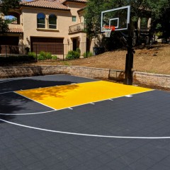 VersaCourt Outdoor Game Court Tile 3/4 Inch x 10x10 Inches basketball court in yellow and graphite