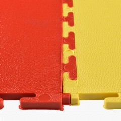 Smooth Top PVC Interlocking Color Ever Tile Red - Yellow Interlock Close Up